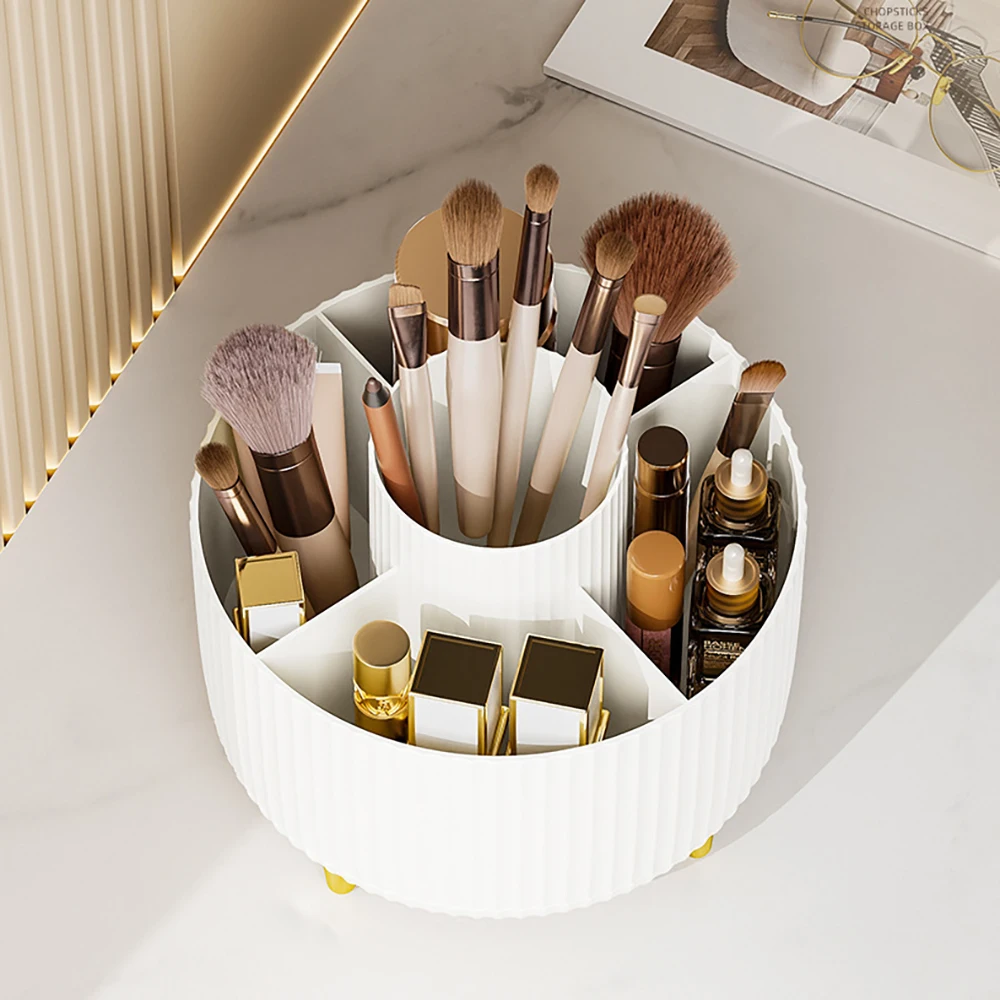 360 Rotating Makeup Desktop Cosmetic Storage Box Organizer Large Capacity for Bathroom Portable Lipstick Makeup Brush Pen Holder