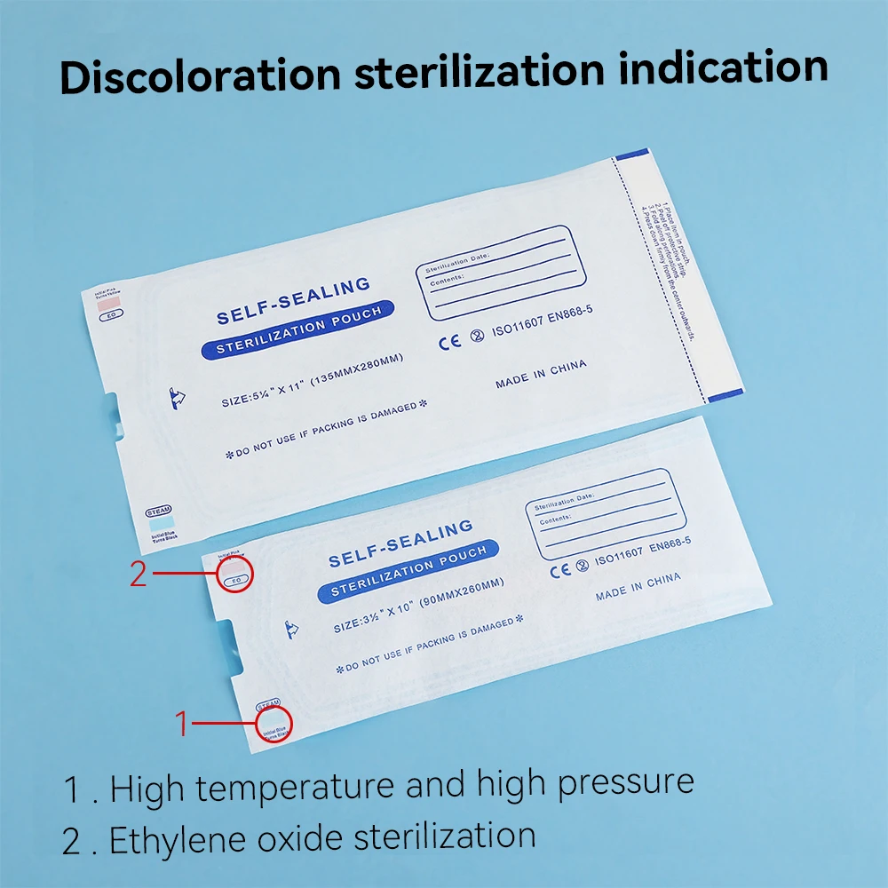 DM 200pcs/box Self-sealing Sterilization Pouches 5 Sizes Self-adhesive Bags Clean Pouches for Tattoo Dental Nail Art Accessories