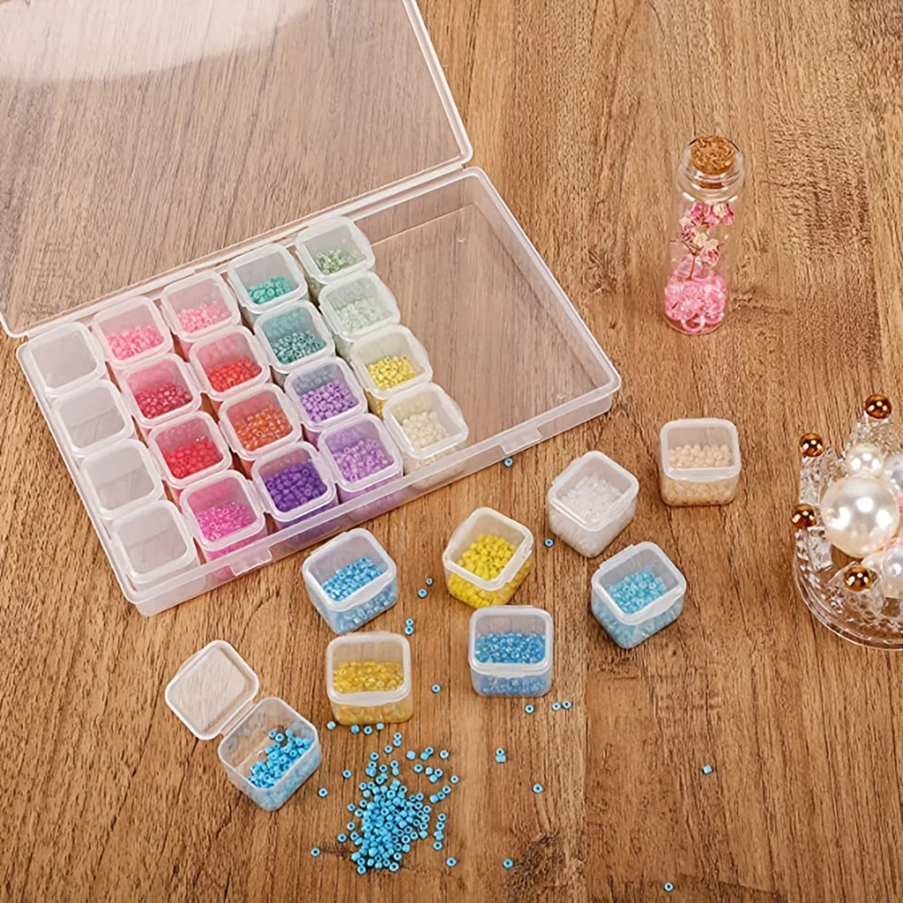 1 Set Of 28/56 Grids, DIY Diamond Painting Tool, Jewelry Nail Loose Bead Organizer, Independent Rice Bead Storage Container, Mul
