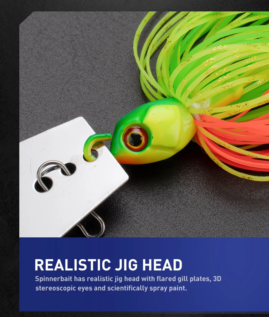 JOHNCOO 9g Metal Bait Spinner Bait Weedless Fishing Lure Buzzbait Wobbler for Bass Pike Walleye Fish
