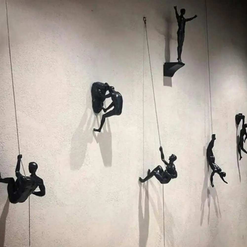 Athlete Rock Climbing Man Resin Background Wall Hanging Decoration Sculpture Statue Figures Creative Rock Climber Statue Pendant