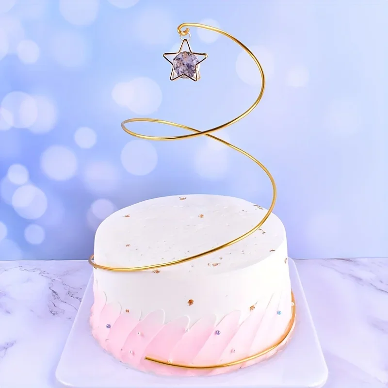 1pc-Iron crystal spiral ball cake decoration accessories, cake top decoration, suitable for engagement parties, birthday cakes