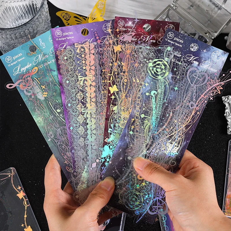30pcs/lot Kawaii Scrapbook Sticker Night Fantasy Series Scrapbooking Supplies Planner Decorative Stationery Sticker