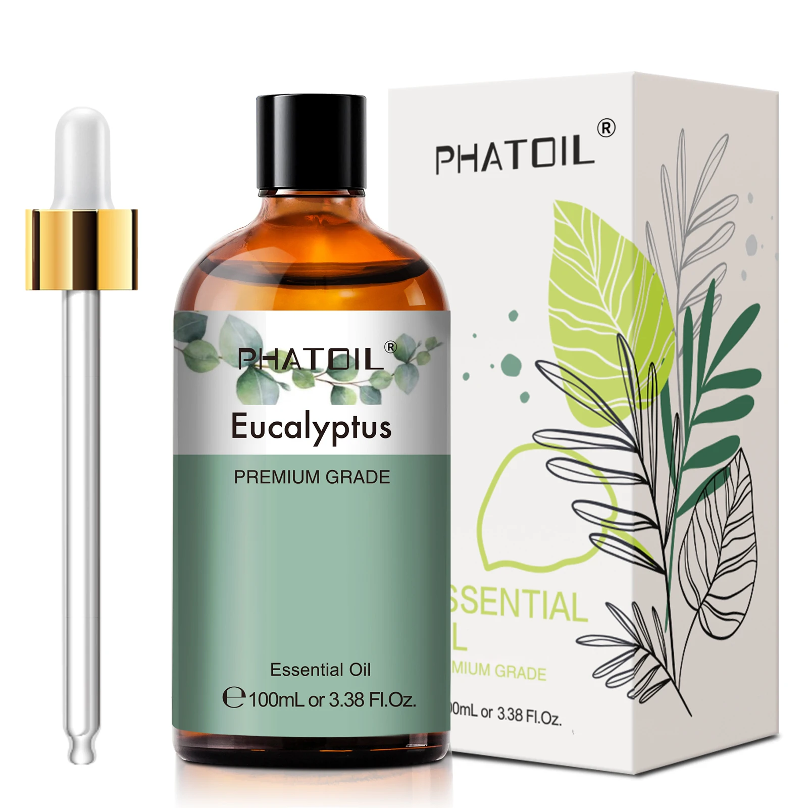 PHATOIL 100ml Eucalyptus Essential Oil For Skin Lavender Vanilla Jasmine Lemon Bergamot Aroma Oil for Aromatherapy Candle Making