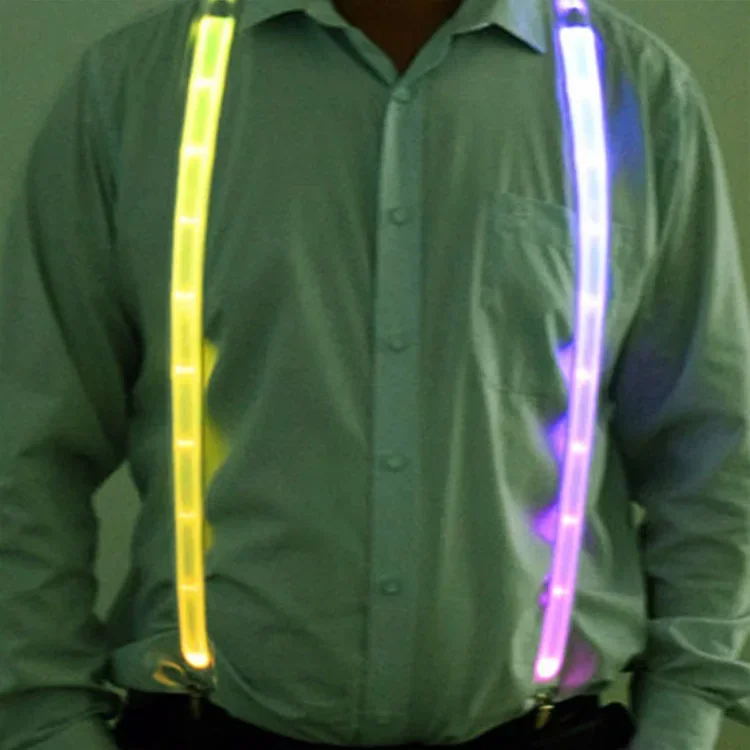 NEW Party Supplies Suspenders with Bow Tie LED Lights Woman Hangers for Men Wedding Party Accessories Glow-in-the-dark SD01