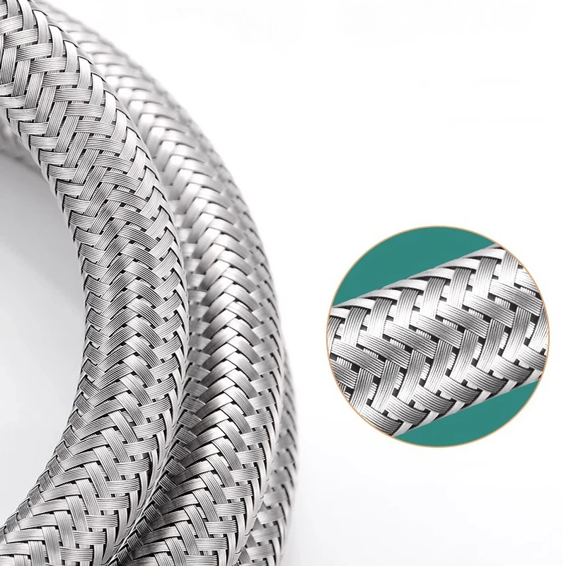 304 Stainless Steel Faucet Braided Water Pipe 1/2 Inch Hot and Cold Water Faucet Inlet Hose Heater Flexible Connecting Pipe