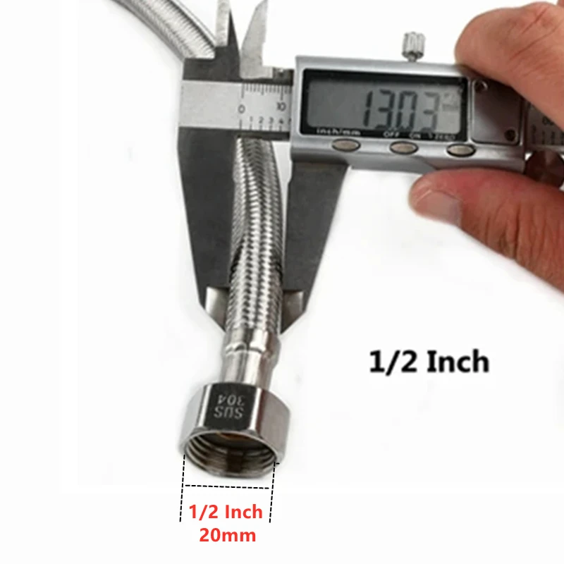 304 Stainless Steel Faucet Braided Water Pipe 1/2 Inch Hot and Cold Water Faucet Inlet Hose Heater Flexible Connecting Pipe