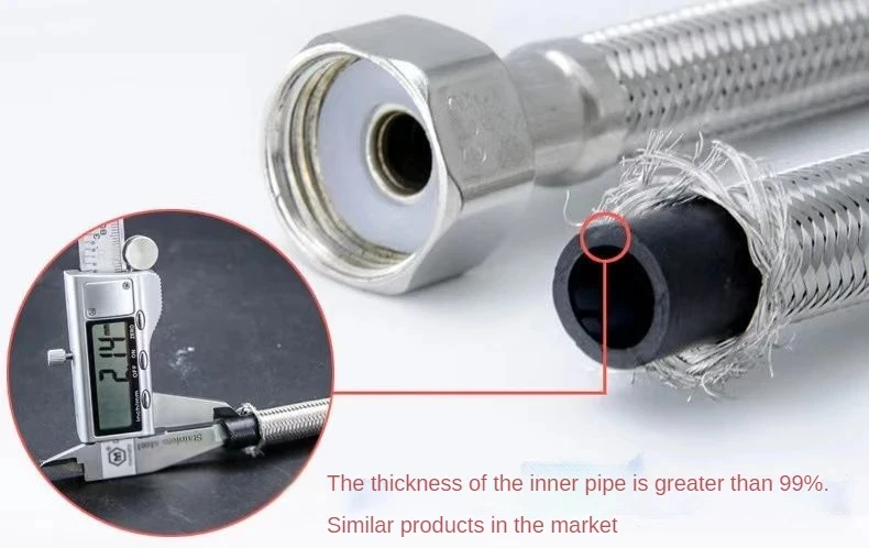 304 Stainless Steel Faucet Braided Water Pipe 1/2 Inch Hot and Cold Water Faucet Inlet Hose Heater Flexible Connecting Pipe