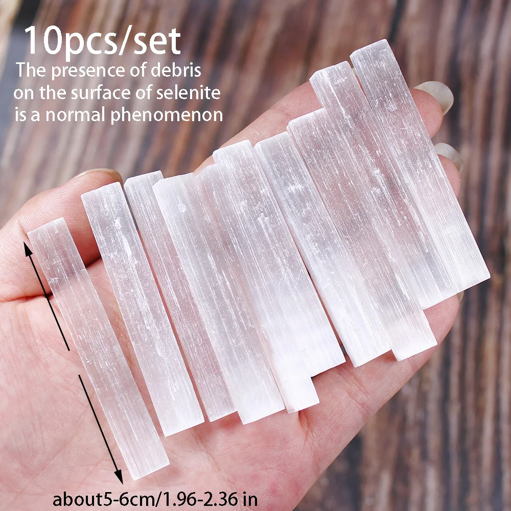 1set Natural Crystal Moroccan Selenite Bar Combination Selenite Plate Selenite Sheet White Quartz Crystal Mineral