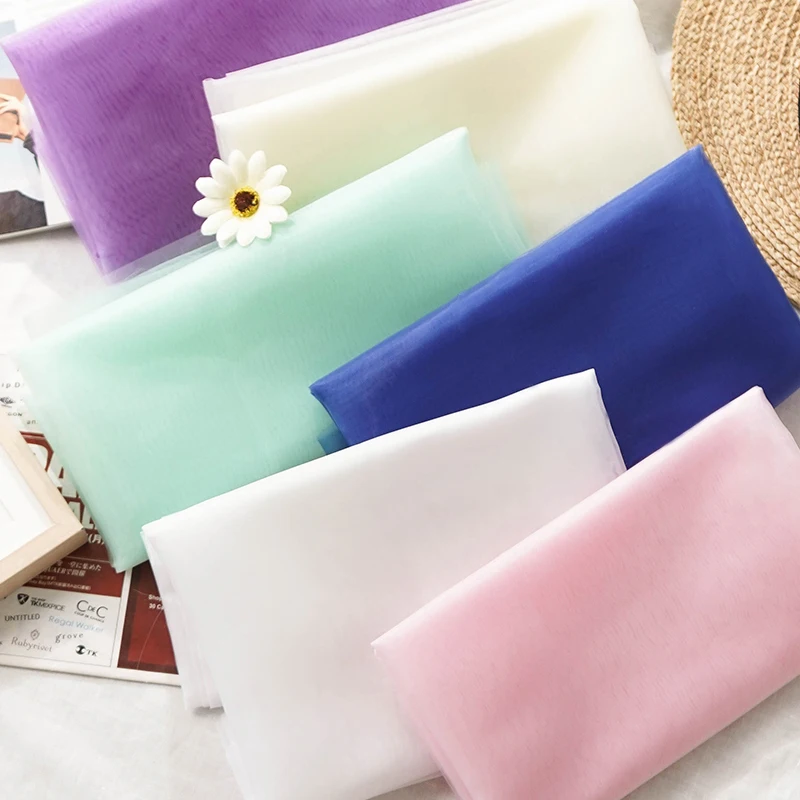 150x100/500cm Soft Transparent Organza Fabric For Wedding Decoration, Background Cloth, Handmade DIY Decorative Fabric TJ0031