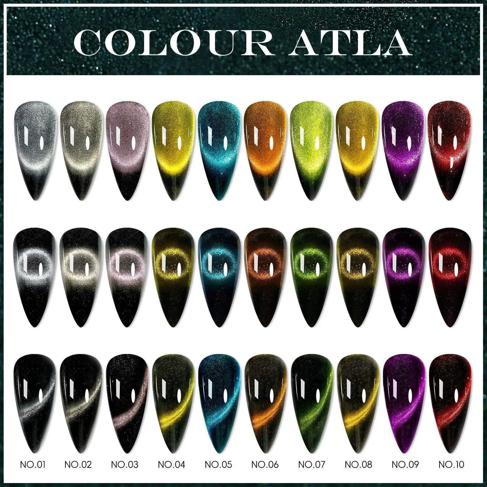 9D Meteorite Cat Eye Powder Strong Magnetic Nail Glitter Pigment Manicure Holographic Laser Chrome Dust Can Use With Polish Gel