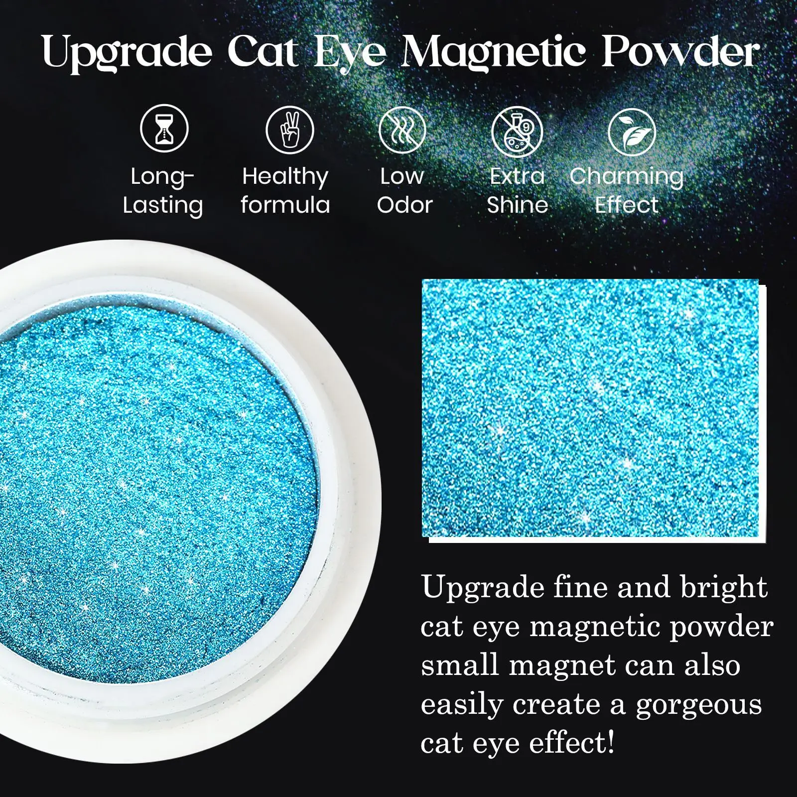 9D Meteorite Cat Eye Powder Strong Magnetic Nail Glitter Pigment Manicure Holographic Laser Chrome Dust Can Use With Polish Gel