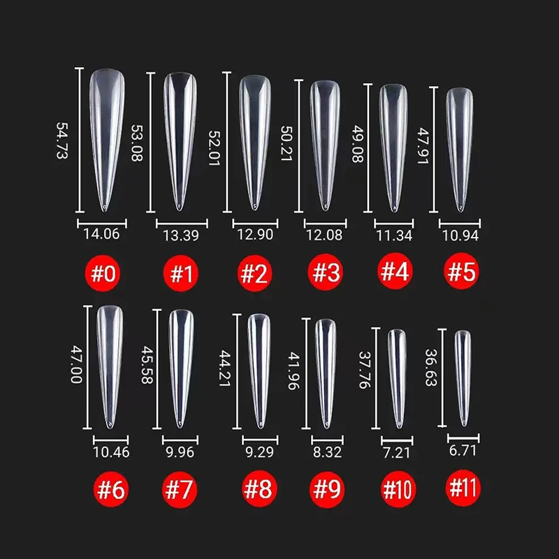 3XL Full Cover False Long Stiletto Nail Tips Sculpted Clear Press On Artificial Fake Nails Manicure Salon Supply 120pcs