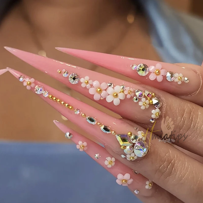3XL Full Cover False Long Stiletto Nail Tips Sculpted Clear Press On Artificial Fake Nails Manicure Salon Supply 120pcs