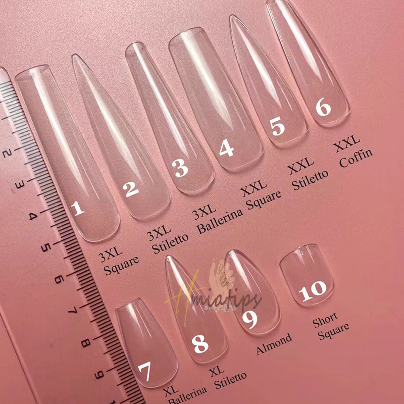 3XL Full Cover False Long Stiletto Nail Tips Sculpted Clear Press On Artificial Fake Nails Manicure Salon Supply 120pcs