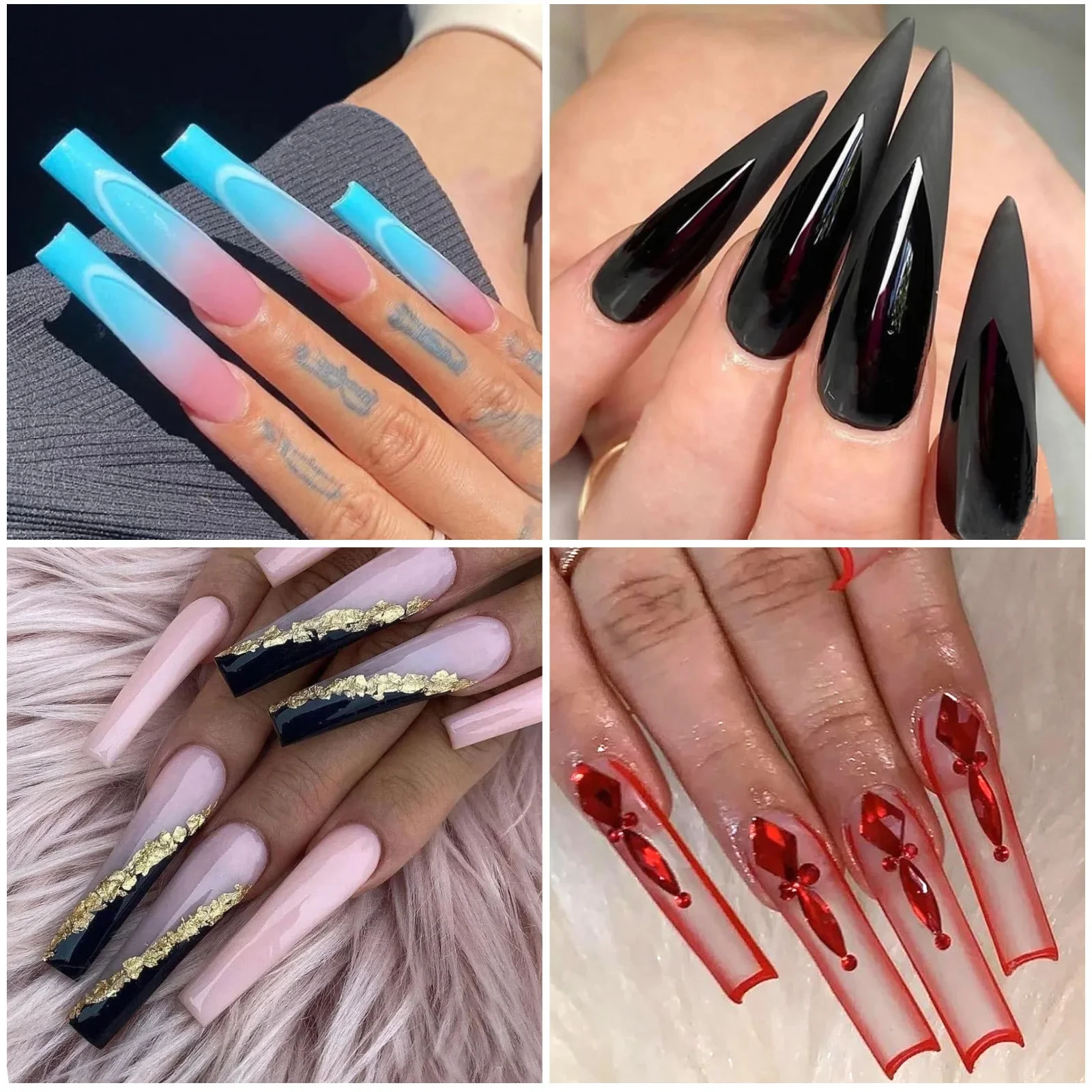 240pc/box False Nails Super Long Ballerina Nails Press On Nail Full Cover Matte Gel Tips Nail Art XXL American Capsule Fake Tips