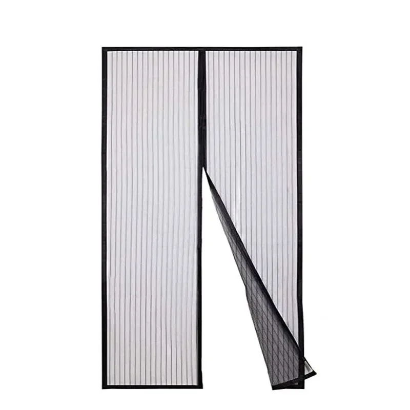 Heavy Duty Magnetic Screen Door Mesh Curtain Mosquito Net Bug Hands Free Partition Mute Striped Door Curtain Bedroom Ventilation