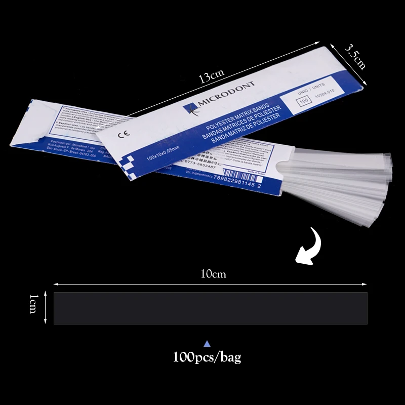 100pcs/box Dental Polyester Matrix Bands Dental Material Matrices Without Matrix Retainer Fit Filling Decayed Tooth