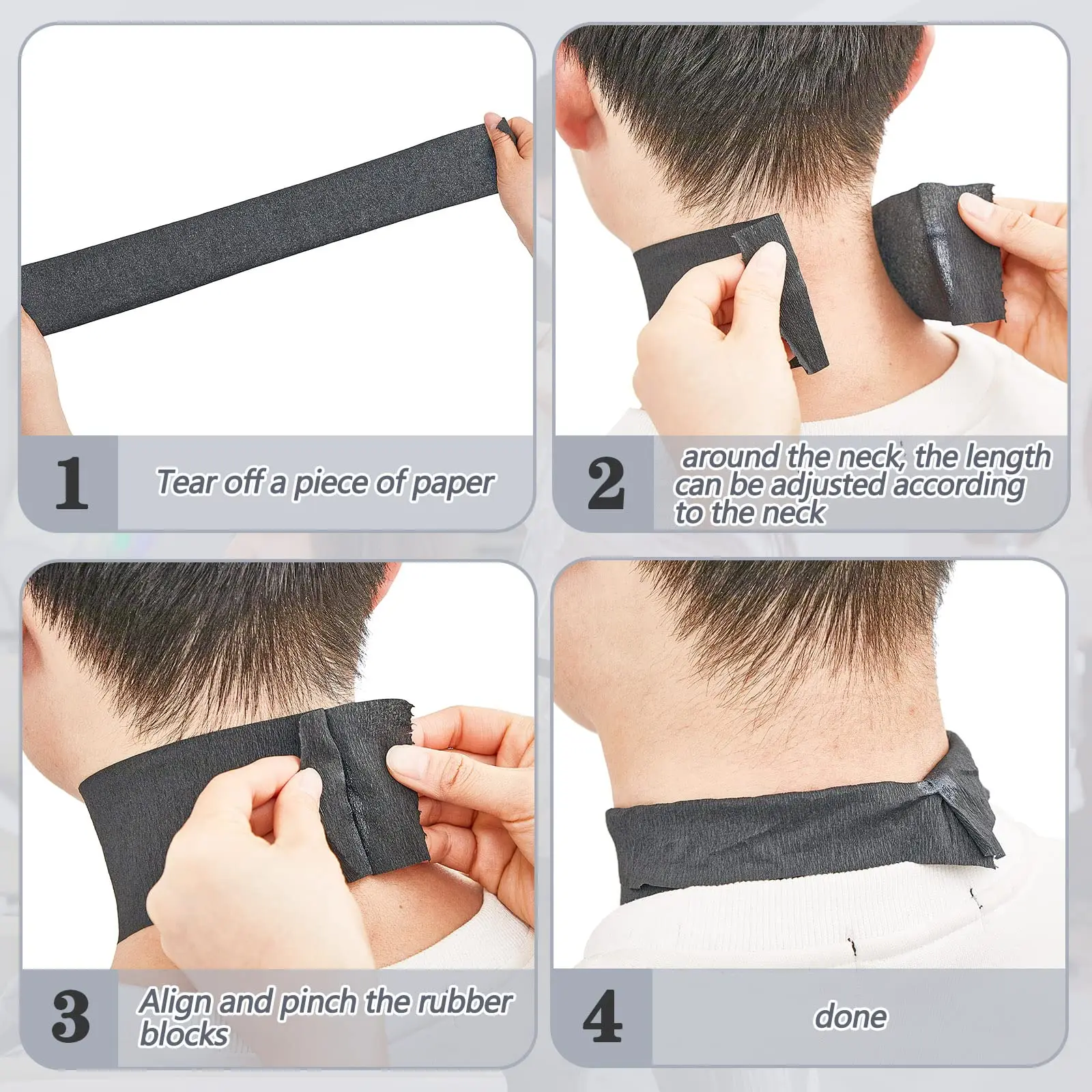 1 Roll Disposable Black Barber Neck Strips Barber Neck Paper Stretchy Strip Neck Edge Paper Haircut Styling Accessories