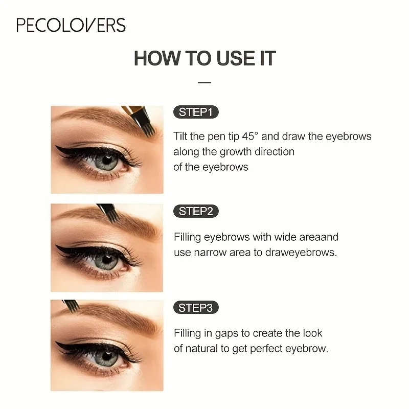 5 Colors Liquid Eyebrow Pen, Long Lasting Eyebrow Tattoo Pen, 4-splitted Head Eyebrow Tint Pen , Gray Brown Eyebrow Makeup