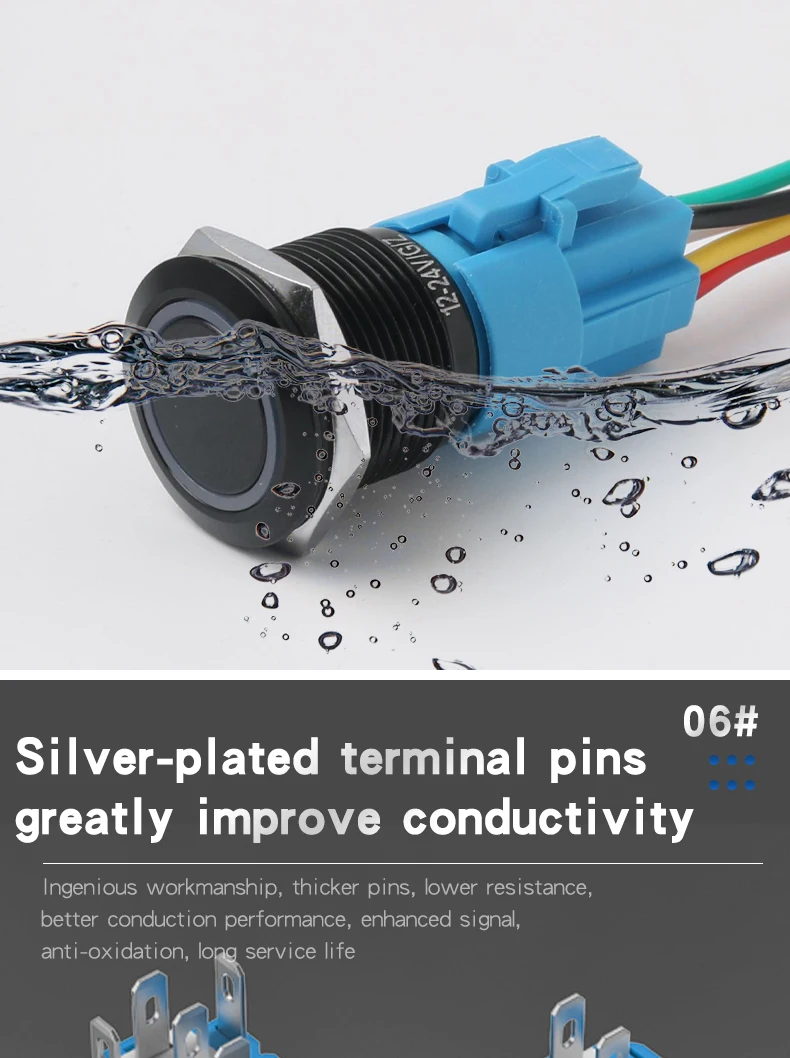 5PCS 16/19/22mm Metal Button Switch Black Shell Flat Head Waterproof LED Momentary Reset Latching Button Switch 12V 24V 220V