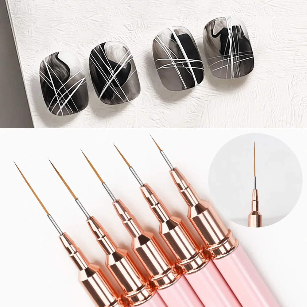 5/10pcs Pink/Black Nail Art Liner/Painting Brushes Ultra-thin Line Drawing Tool 4/8/12/20/25mm Professional Nail Liners Pen Tool