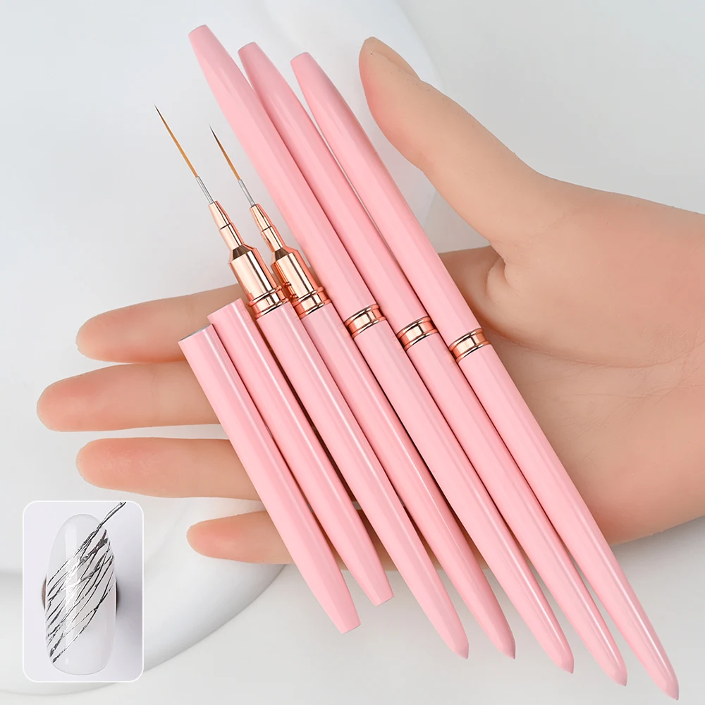5/10pcs Pink/Black Nail Art Liner/Painting Brushes Ultra-thin Line Drawing Tool 4/8/12/20/25mm Professional Nail Liners Pen Tool