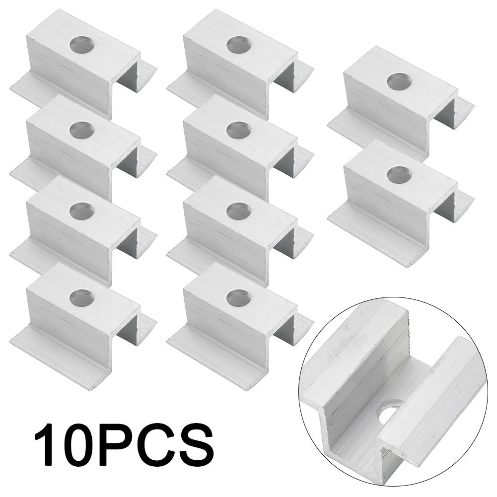 10Pcs/set Solar Middle Clamp PV Fit For Aluminum Alloy Solar Panel Frame Height 25-50mm For Most Frame Modules Accessories
