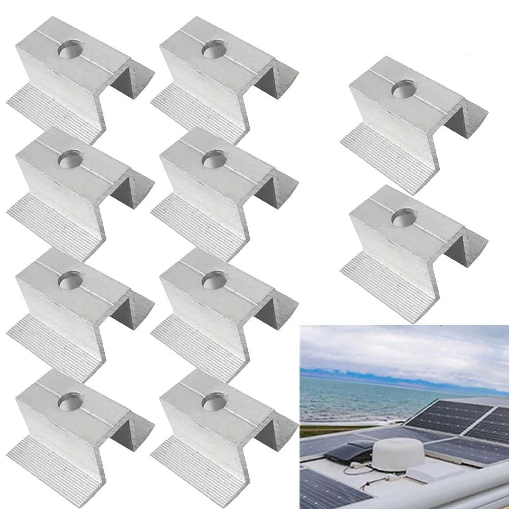 10Pcs/set Solar Middle Clamp PV Fit For Aluminum Alloy Solar Panel Frame Height 25-50mm For Most Frame Modules Accessories