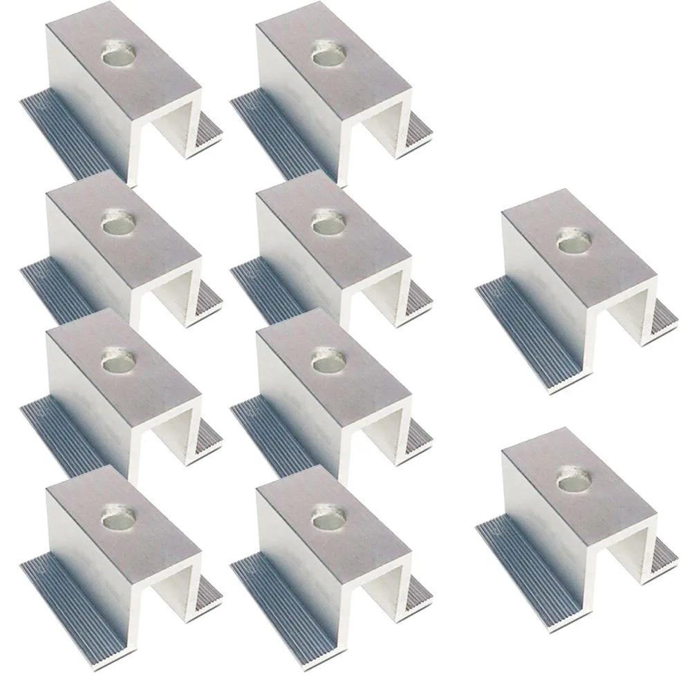 10Pcs/set Solar Middle Clamp PV Fit For Aluminum Alloy Solar Panel Frame Height 25-50mm For Most Frame Modules Accessories