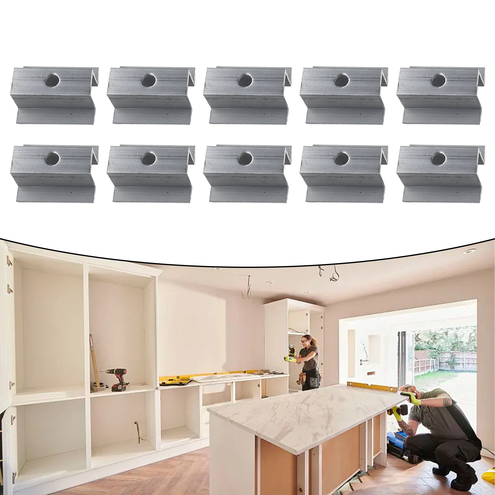 10Pcs/set Solar Middle Clamp PV Fit For Aluminum Alloy Solar Panel Frame Height 25-50mm For Most Frame Modules Accessories