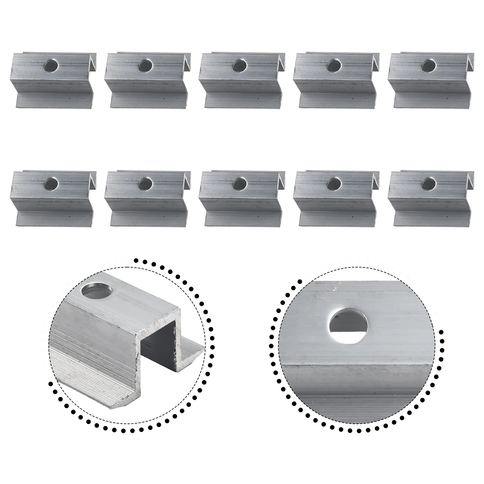 10Pcs/set Solar Middle Clamp PV Fit For Aluminum Alloy Solar Panel Frame Height 25-50mm For Most Frame Modules Accessories