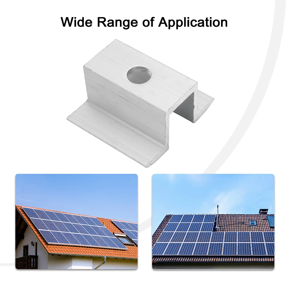 10Pcs/set Solar Middle Clamp PV Fit For Aluminum Alloy Solar Panel Frame Height 25-50mm For Most Frame Modules Accessories