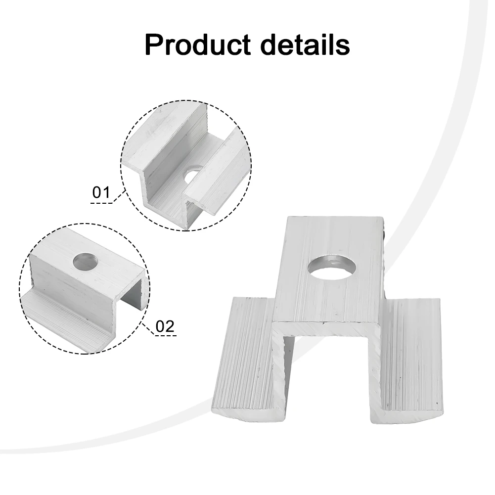 10Pcs/set Solar Middle Clamp PV Fit For Aluminum Alloy Solar Panel Frame Height 25-50mm For Most Frame Modules Accessories