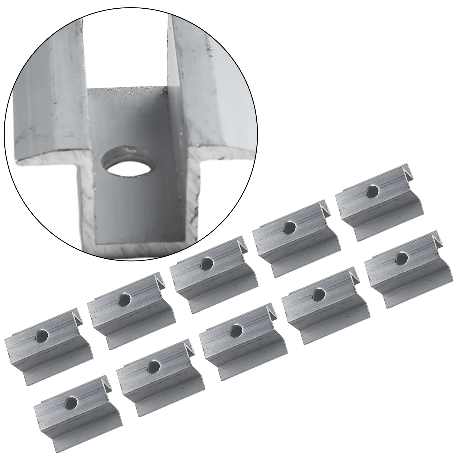 10Pcs/set Solar Middle Clamp PV Fit For Aluminum Alloy Solar Panel Frame Height 25-50mm For Most Frame Modules Accessories