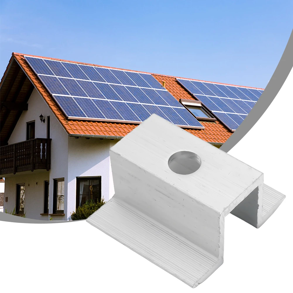 10Pcs/set Solar Middle Clamp PV Fit For Aluminum Alloy Solar Panel Frame Height 25-50mm For Most Frame Modules Accessories