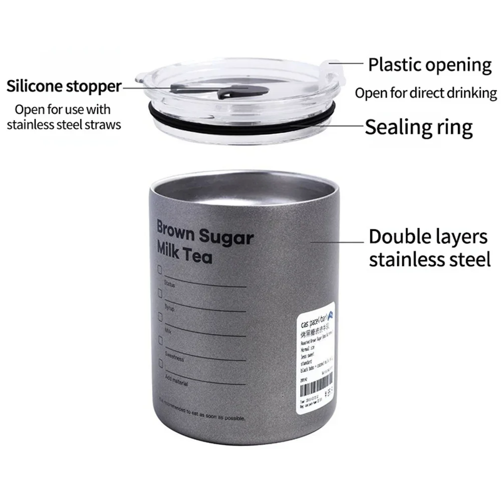 Portable 600ml Thermos Cup 304 Stainless Steel Coffee Mug Thermal Leak-proof Water Bottle with Straw Insulated Bottle Drinkware