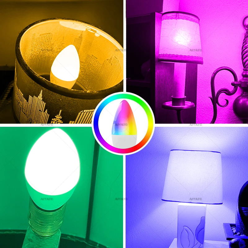 E12 E14 Base Zigbee Smart Candle Bulb Lamps Led RGB Light 110 220V Led RGBCW Voice Control Works With Alexa Echo Plus Show 10