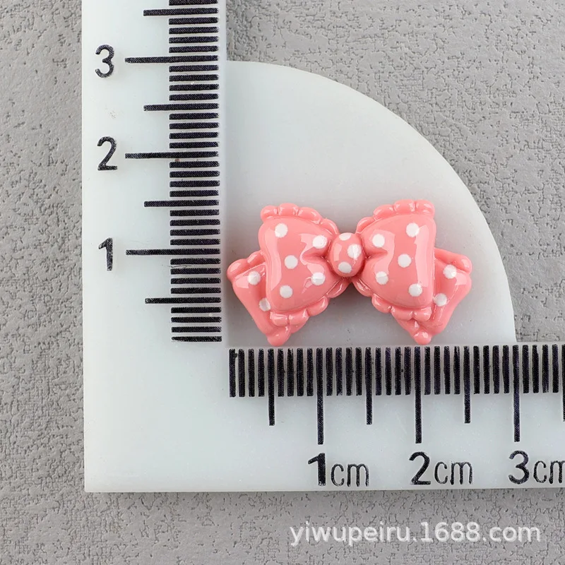 10pcs Kawaii Pink Dot Bow DIY Cartoon Glossy Resin Accessories Parts Hair Clips Phone Case Water Cup Nail Art Decoration Charm