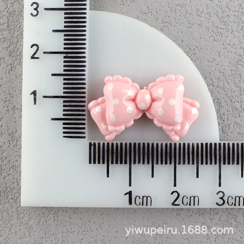 10pcs Kawaii Pink Dot Bow DIY Cartoon Glossy Resin Accessories Parts Hair Clips Phone Case Water Cup Nail Art Decoration Charm