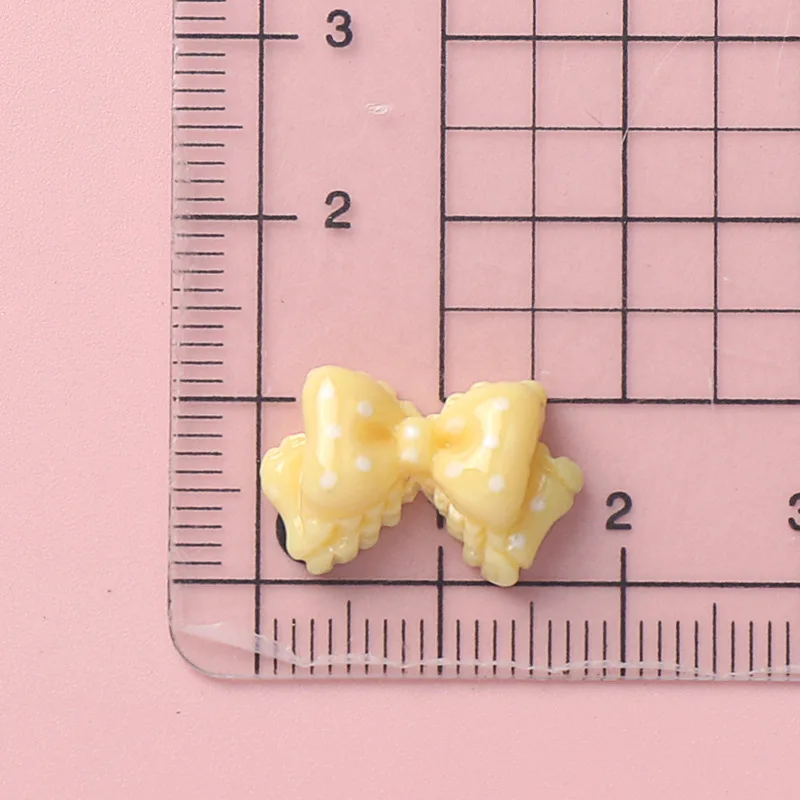 10pcs Kawaii Pink Dot Bow DIY Cartoon Glossy Resin Accessories Parts Hair Clips Phone Case Water Cup Nail Art Decoration Charm
