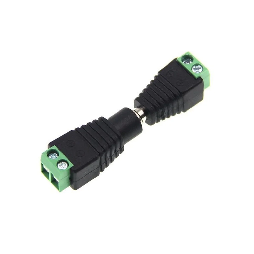5 Pairs Male and Female Welding-Free DC Plug 5.5*2.1mm Welding-Free DC Female Head Green Terminal Monitoring Power Plug Push-But
