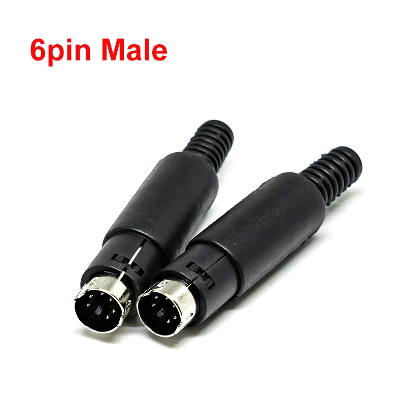 2PCS Mini DIN Plug 3/4/5/6/7/8 PIN Chassis Cable Mount Male Female Socket 3-8Pin Welding Wire S Terminal Mini PS2 Male Connector