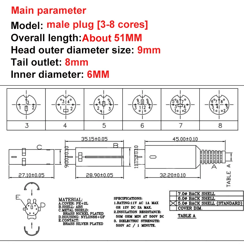 2PCS Mini DIN Plug 3/4/5/6/7/8 PIN Chassis Cable Mount Male Female Socket 3-8Pin Welding Wire S Terminal Mini PS2 Male Connector