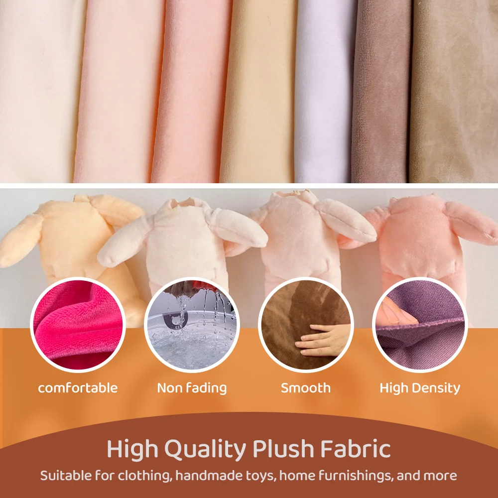 1mm Pile Length Plush Fabric For Sewing Doll Hair Polyester Eco-friendly Material Cotton Doll Skin Color Fabric Non Elastic