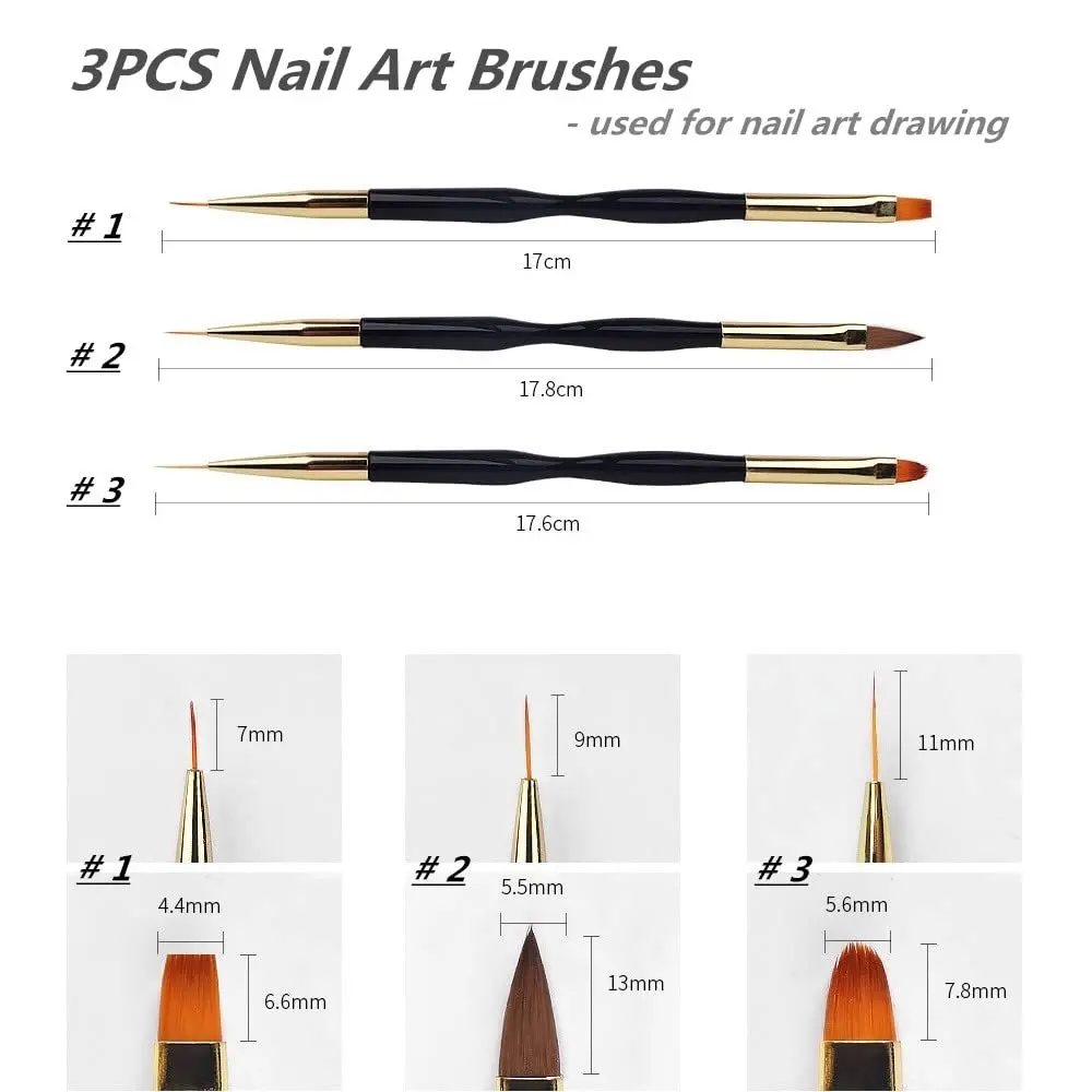 YIKOOLIN 31PCS Nail Art Brushes Nail Art Tool Set Double Ended Nail Dotting Tools Nail Dust Brush Acrylic Brush Manicure Tools