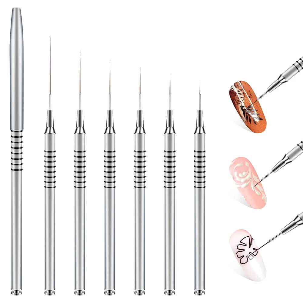 6 Size Nail Art Liner Brushes 5/7/9/11/20/25mm Painting Nail Art Brush Dotting Drawing Tool Long Lines Thin Details Manicure Pen