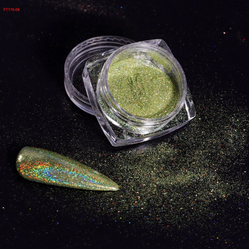 12Jars/set Holographic Glitter Nail Fine Powder 0.05mm Super Shinying Unicorn Rainbow Laser Powder DIY Mirror Manicure Powder
