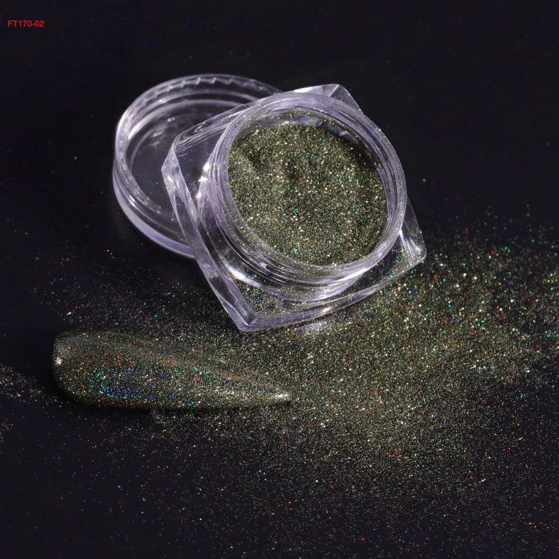 12Jars/set Holographic Glitter Nail Fine Powder 0.05mm Super Shinying Unicorn Rainbow Laser Powder DIY Mirror Manicure Powder