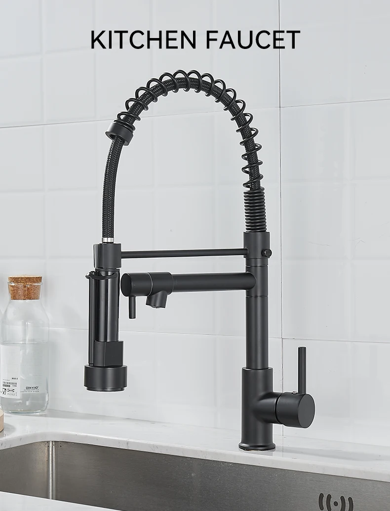 Kitchen Faucet with Pull Down Sprayer High Arc Single Handle Spring Kitchen Sink Faucet